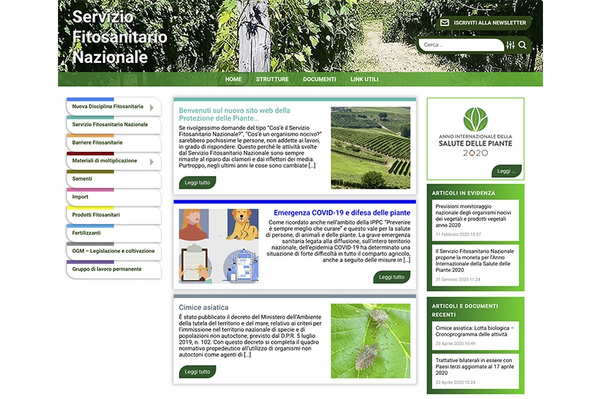 servizio fitosanitario nazionale nuovo sito web min